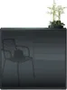 A dark grey sideboard with a chair and a hat on it, and a plant on top. Produktbild-Vorschau