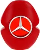 A red perfume bottle with the Mercedes-Benz logo. Voir les images du produit