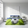A bedroom scene with a bed dressed in football-themed bedding. Produktbild-Vorschau