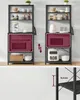 A comparison of two kitchen shelving units showing the adjustable microwave shelf. Náhled obrázku produktu