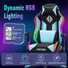 A gaming chair with dynamic RGB lighting and a remote controller. Podgląd zdjęcia produktu