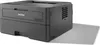 A black Brother laser printer is shown from a three-quarter angle on a white background. Produktbild-Vorschau