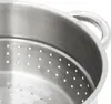 A close-up view of the inside of a stainless steel steamer basket with perforated holes. Produktbild-Vorschau
