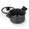 A black aluminum pot with a glass lid is shown against a white background. Produktbild-Vorschau