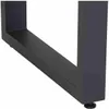 Close-up view of the base of a dark grey metal table leg with a small black adjustable foot. Produktbild-Vorschau
