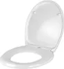 A white toilet seat and lid, shown open, against a white background. Produktbild-Vorschau