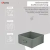 A marketing image showing a storage box with icons and text describing its uses. Produktbild-Vorschau