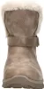 A front view of a single brown boot with white fur trim. Voir les images du produit