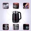 A collage of images showcasing a black electric kettle and its features. Podgląd zdjęcia produktu