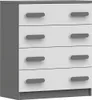 A chest of drawers with four drawers, each with two gray handles. Produktbild-Vorschau