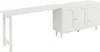 A white corner desk with a cabinet and drawers attached. Produktbild-Vorschau