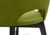 A close-up view of the side of a green upholstered chair with dark wooden legs. Náhled obrázku produktu