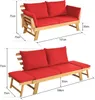 GOPLUS Gartenbank Holz, Gartensofa mit Liegefunktion, 2-3 Produktbild-Vorschau 5
