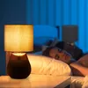 Relaxdays Tischlampe, 2er Set, Metallfuß, Stoffschirm, E14, Produktbild-Vorschau 2