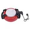 The underside of a red electric hot pot with black handles and a silver heating element is shown against a white background. A black power cord with a plug is attached. Podgląd zdjęcia produktu
