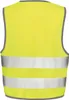 A back view of a yellow safety vest with reflective stripes. Produktbild-Vorschau
