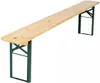 A wooden bench with green metal legs on a white background. Náhled obrázku produktu