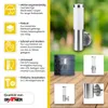 A collage of images showcasing a silver and white wall lamp, with descriptive text and smaller product images. Produktbild-Vorschau