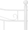 A close-up of a white metal bed frame. Náhľad obrázku produktu