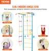 A collage of images showcasing a children's indoor jungle gym and its various accessories, with text labels and a brand logo. Náhled obrázku produktu