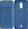An open blue flip cover for a smartphone, showing the inside of the cover and the phone holder area. Anteprima dell’immagine prodotto