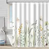 polyester duschvorhang mit blumen pflanzen aquarell design, Produktbild-Vorschau 1