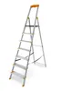 A silver aluminum stepladder with orange accents is shown against a white background. Anteprima dell’immagine prodotto