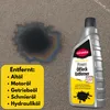 A bottle of Caramba Power Oil Stain Remover is shown next to an oil stain on a textured surface, with text listing the types of oil it removes. Produktbild-Vorschau