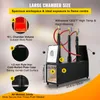 A marketing image showcasing a gas forge with various callouts highlighting its features and dimensions. Voir les images du produit