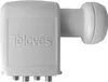 A white satellite LNB converter with the brand name 'Televes' embossed on its side. Voir les images du produit