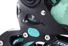 A close-up view of a black and green inline skate, focusing on the brand logo and adjustment mechanism. Anteprima dell’immagine prodotto