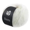 A ball of white yarn with a black label. Produktbild-Vorschau