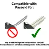 An image showing two car keys, one with a red 'X' and one with a green checkmark, indicating compatibility. Text explains how the key blade swings out. Produktbild-Vorschau