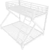 A white metal bunk bed with a ladder, shown from a slightly elevated diagonal angle against a white background. Náhled obrázku produktu