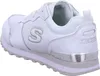 A white Skechers sneaker shown from a rear-side angle. Voir les images du produit