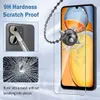A marketing image showcasing a phone screen protector with various feature callouts. Produktbild-Vorschau