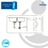 Diagram showing a sink and washing machine connection. Produktbild-Vorschau