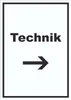 Technik Schild mit Text und Richtungspfeil rechts Produktbild-Vorschau 1