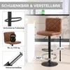 A bar stool is shown in a kitchen setting with close-up images highlighting its features. Produktbild-Vorschau