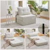 A multi-panel image showing a beige sofa bed in different configurations and close-ups of its features. Náhled obrázku produktu
