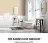 A modern bathroom with a freestanding bathtub, sink, and a wall-mounted panel. Produktbild-Vorschau