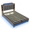 A modern upholstered bed frame with built-in storage and LED lighting. Podgląd zdjęcia produktu