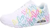 A single white sneaker with colorful heart graphics. Produktbild-Vorschau