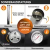 A collage of close-up images highlighting specific features of a cooking appliance, with German text labels. Produktbild-Vorschau