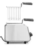 A side view of a stainless steel toaster with a wire basket attachment, presented on a white background. Anteprima dell’immagine prodotto