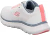 A side view of a white Skechers Flex Appeal 5.0 shoe with pink and blue accents. Podgląd zdjęcia produktu