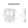 A diagram showing the dimensions of a glass jar and a fork. Náhľad obrázku produktu
