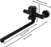 A black kitchen faucet with dimensions indicated by measurement lines and text. Produktbild-Vorschau