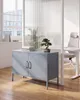 BELIANI Metallschrank Grau Stahl 100 x 40 x 65 cm Sideboard Produktbild-Vorschau 2