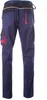 The back view of a pair of navy blue work pants with red and black accents. Produktbild-Vorschau